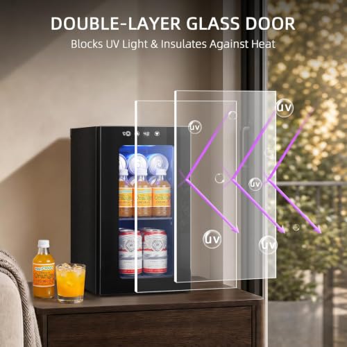 Image of Antarctic Star Mini Fridge Beverage Refrigerator, 10L Small Drink Fridge for Bedroom, beverage cooler with Digital Temp Adjustment 40-61F, Ideal for Bedroom, Dormitory, Office, Bar and Kitchen