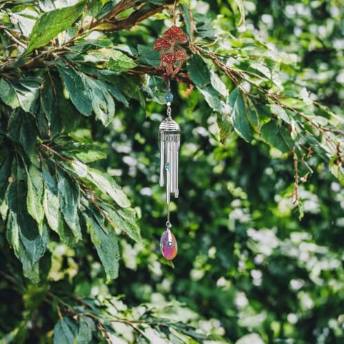 ICE ARMOR 21" Long Mushroom Acrylic Mini Wind Chime Statue Sculpture Ornament Decoration Home/Room Decor and Gift Ideas for Housewarming, Holidays and Birthdays Great Collectible Addition