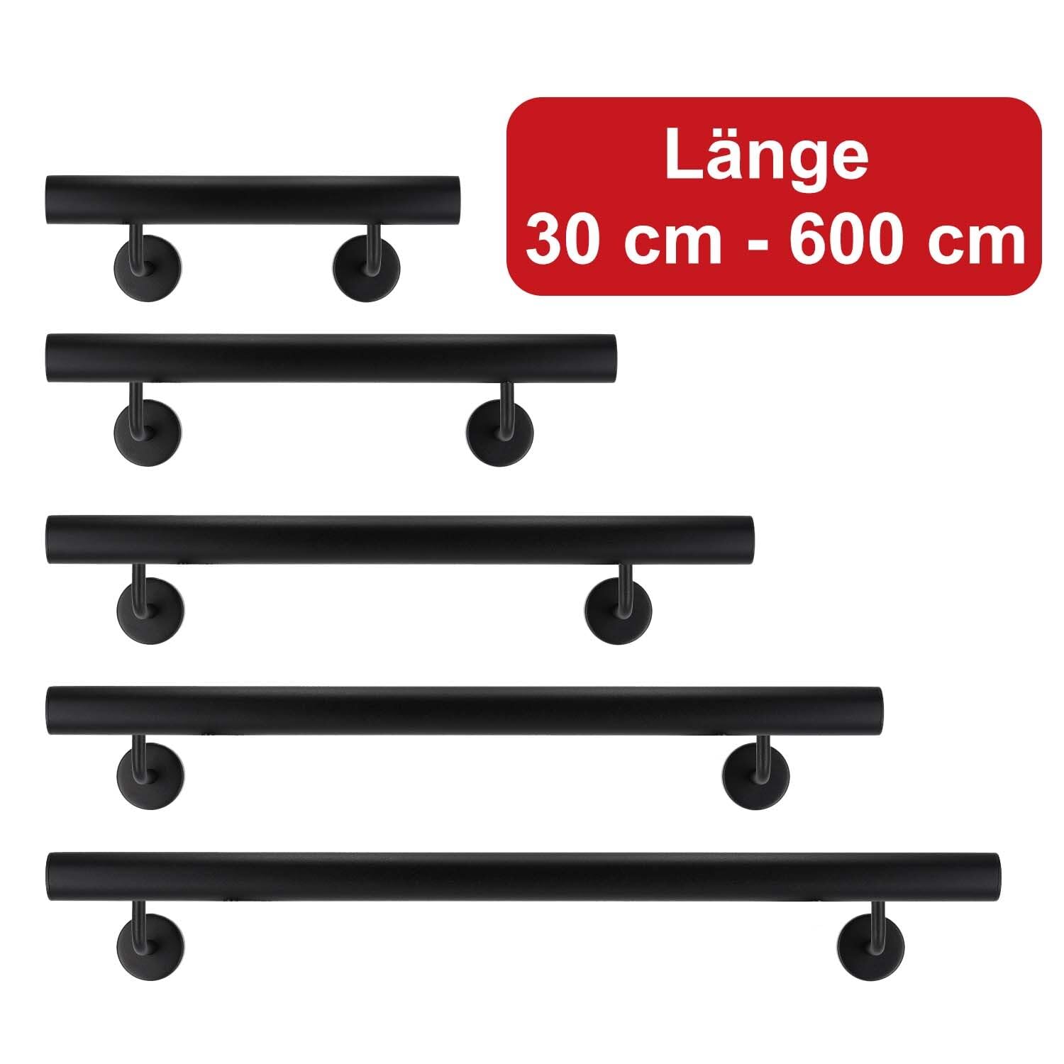 Soporte Pasamanos Pasamanos De Aluminio Negro TIBU 150 Cm - Ajustable, Con Soporte De Acero Inoxidable Pasamanos Escalera
