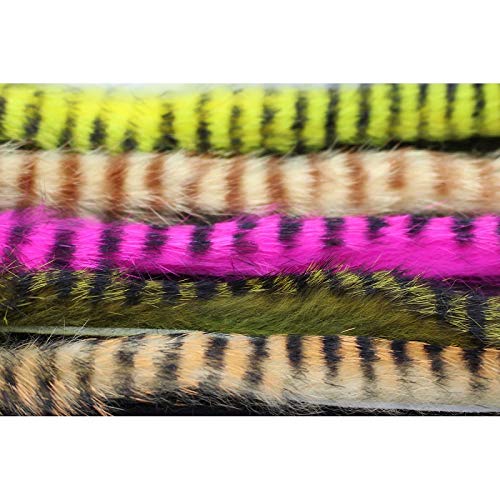 Tigofly 5 Colors Black Strips Color Rabbit Zonker Strips Straight Cut 4MM Width for Salmon Trout Fly Fishing Tying Materials