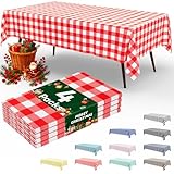 misaya 4 Packs Buffalo Disposable Table Cloth, 54 x 108 Inch Waterproof Plastic Tablecloth, Rectangle Red and White Checkered Table Covers for Picnic, Birthday, Christmas Party