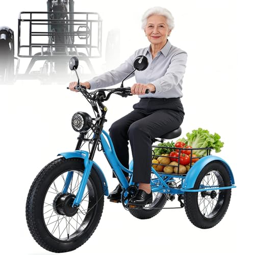 Triciclo elettrico per adulti, 24 pollici, portata 200 kg,...
