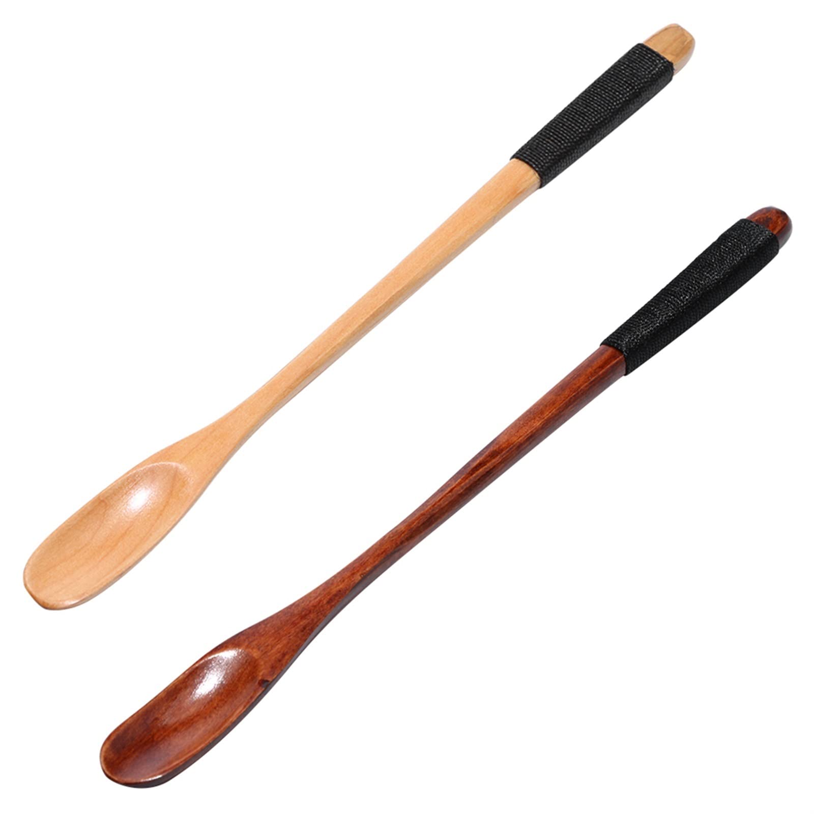 JINGYAN Cucchiaini da tè Long Handle Flower Tea Spoon Wrapped Wooden Wood Winding for Kitchen