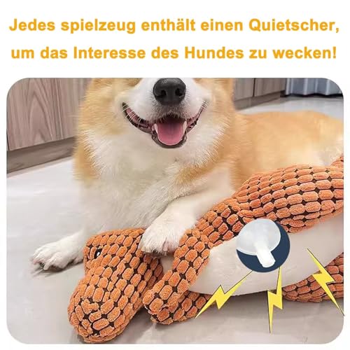 Edumov Hundespielzeug Quietschend, Waschbares Kauspielzeug Hund Unzerstörbar, Robustes Kuscheltier für Welpen und Kleine Hunde, Lustig Dog Toy Dino-Hundespielzeug Weihnachten