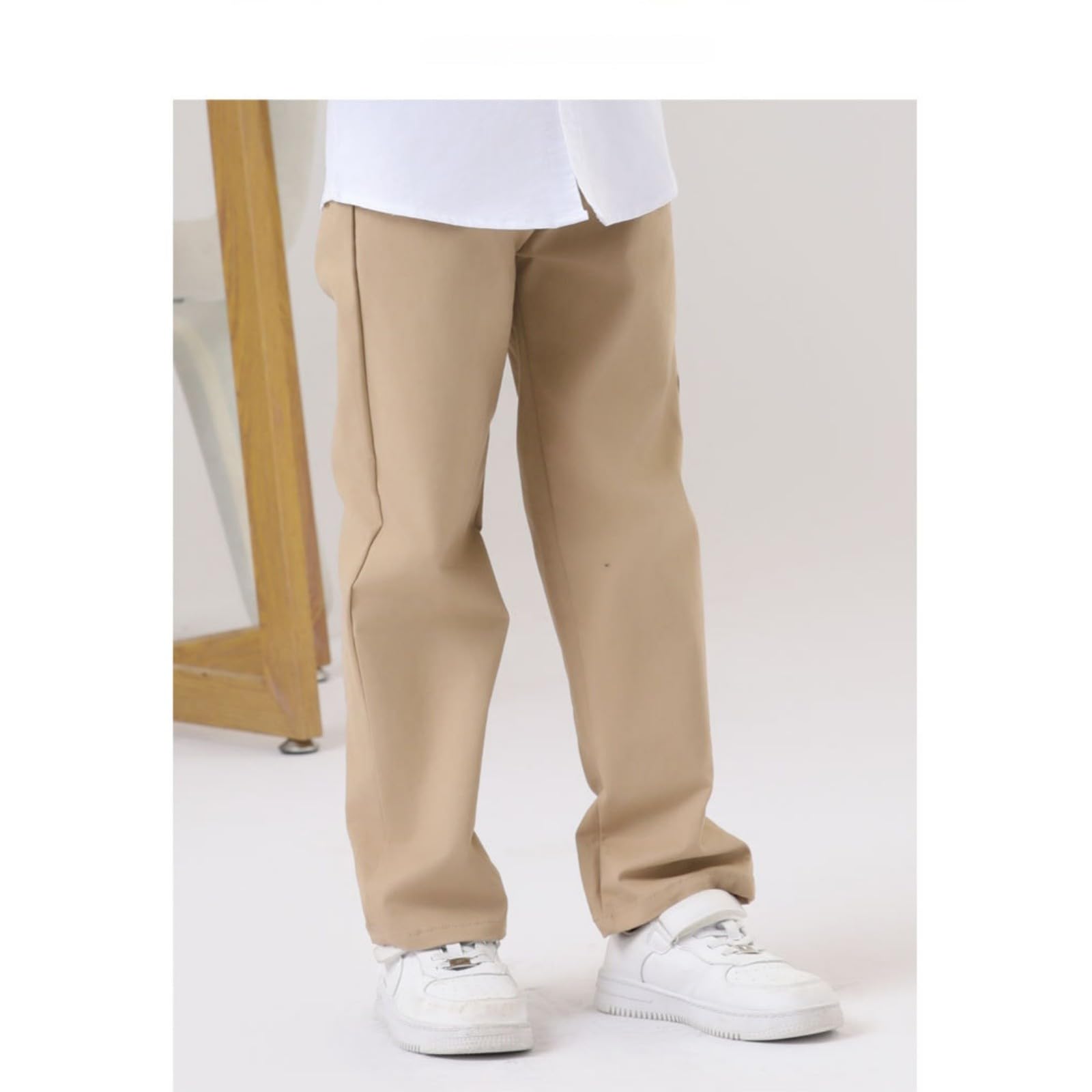WINWUQB - Pantaloni da scuola per ragazzi, gamba dritta, pantaloni chino