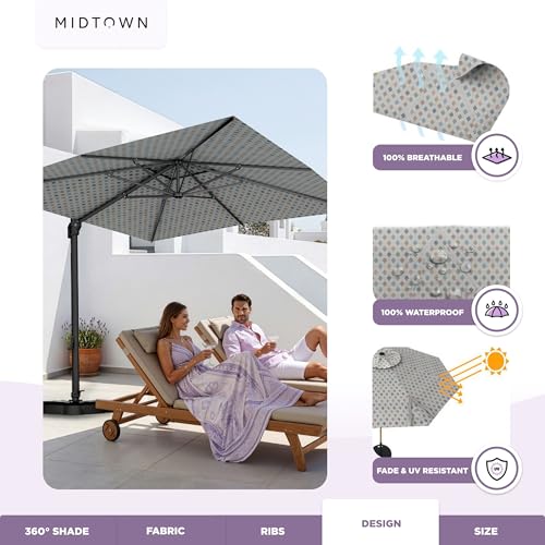 Image of Midtown Umbrellas Grande Square - 9 x 9 Ft Cantilever Umbrella