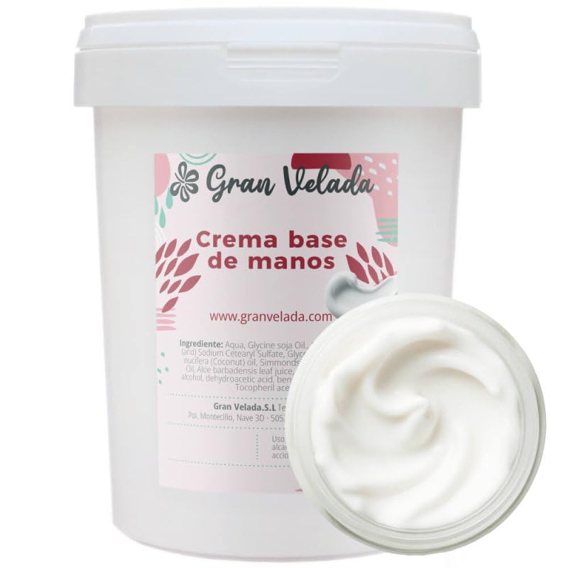 Gran Velada - Crema Base para Manos 1000 cc | Base Hidratante Personalizable | DIY Cosmética Natural | Libre de Parabenos y Siliconas