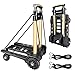 Folding Hand Truck Dolly 70Kg/155Lbs, Heavy Duty 4 Wheels Portable Utility Luggage Cart, Adjustable Handle and Lightweight for Luggage, Personal, Travel, Moving and Office Use