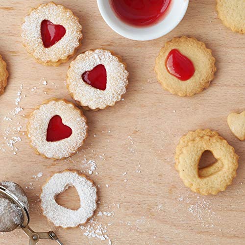 KAISHANE Valentine\'s Day Cookie Cutters Set 5 Pieces Heart Cookie Cutters Bisucit Cutter - Heart, Double Heart, Center of Circle & Wavy Heart Stainless Steel - Thumbnail 4