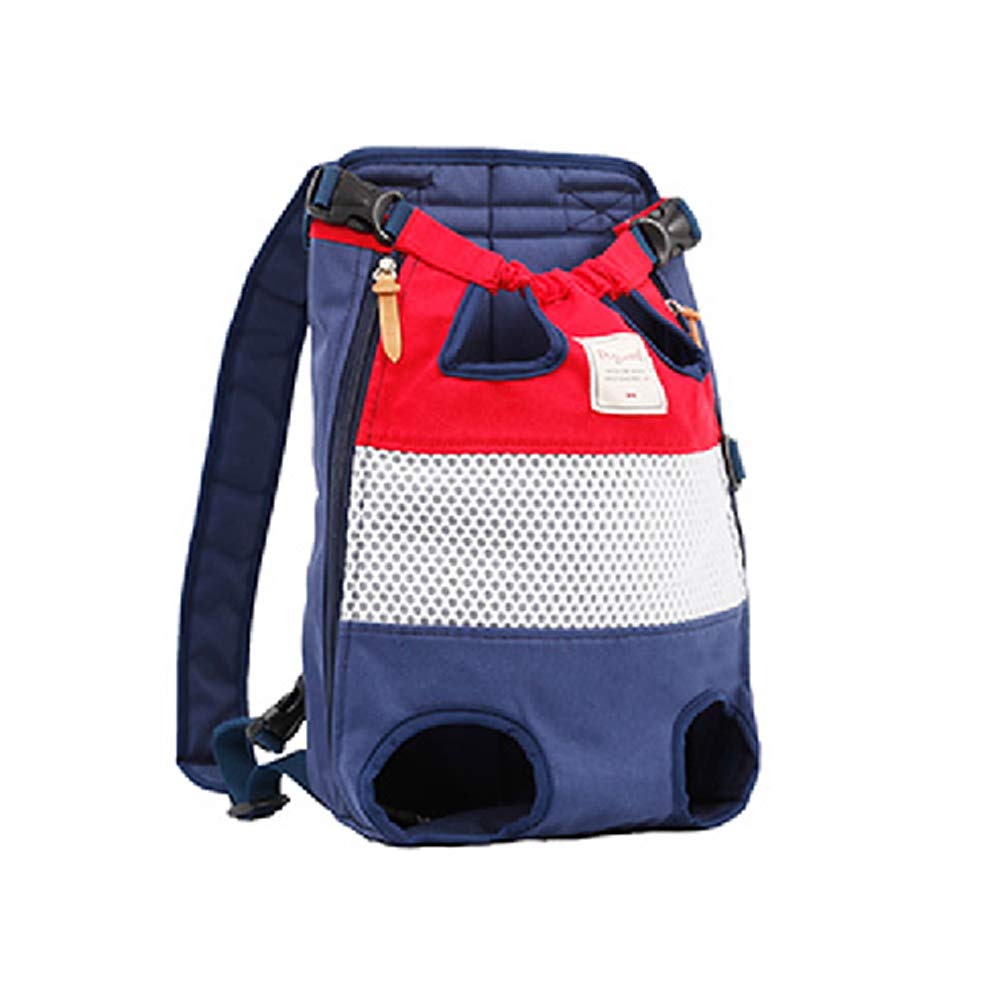 Tineer Zaino per Animali Domestici,Regolabile Dog Front Legs out Carrier Backpack Il Sacchetto di Mano Libero Viaggi,Easy-Fit per 5-12KG Piccole Medie Gatti Cani attività all'aperto (Rosso Blu)