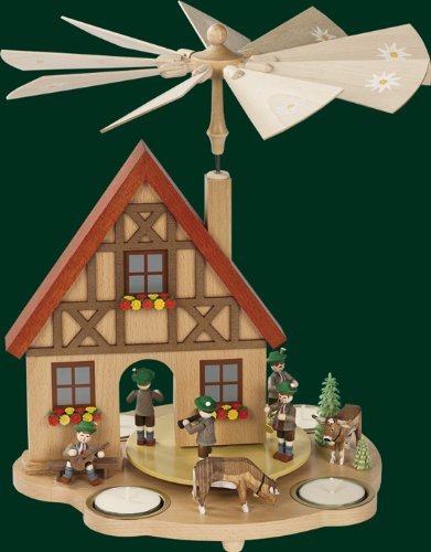 Pyramide de tealight Erzgebirge de 29cm et art populaire de Bavière