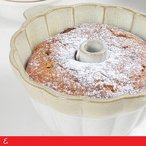 Image of Emeril Lagasse Fluted Cake Pan Stoneware 9.5 in - Pound Cake Baking Pan, Perfect for Baking Delicious Cakes!