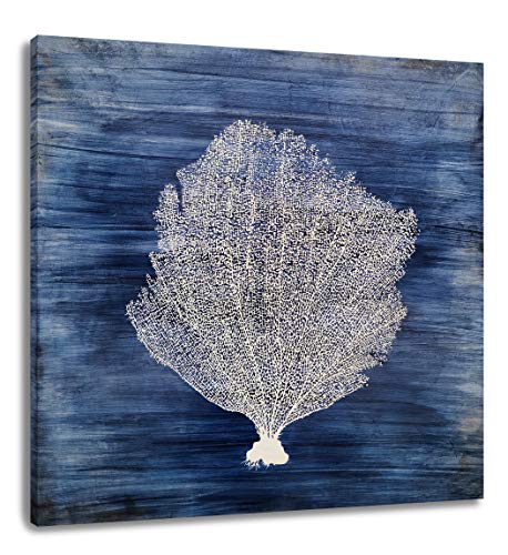 Elevate Your Space With Stunning Hand-Painted Navy Blue and White Abstract Tree Canvas Art