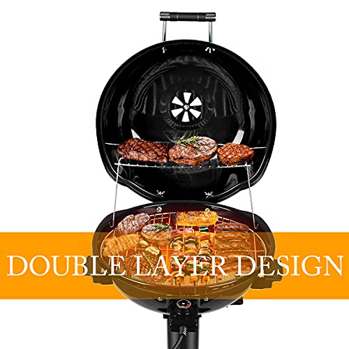 Electric Bbq Grill Techwood 15-Serving Indoor/Outdoor Electric Grill For Indoor & Outdoor Use, Double Layer Design, Portable Removable Stand Grill, 1600W (Stand Black Bbq Grills) #TOP3