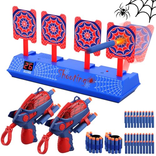 Aooess Shooting Toy for 3-12 Year Old Boys: Spider Shooting Target with 2 Foam Dart Toy Blaste, Spider Toys for Boys 4-6, Dart Guns for Kid, Target Toys Shooting Game for Kids Ages 3+