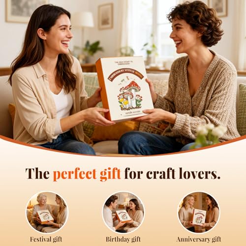 Image of CYANFOUR 2026 New Embroidery Stitch Book Kit for Adults Beginners, Cross Stitch Kit with Step-by-Step Guide and Video, Threads and Needles, Portable Crafts Gift for Adults