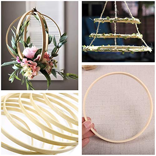 12 Pack Wooden Bamboo Floral Hoop Large Wooden Wreath Hoop Craft Rings Bamboo Circles Macrame Hoops Rings For Diy Dream Catcher, Wedding Wreath Decor, Wall Hanging Crafts(6/8/ 10/12 Inch) #TOP4