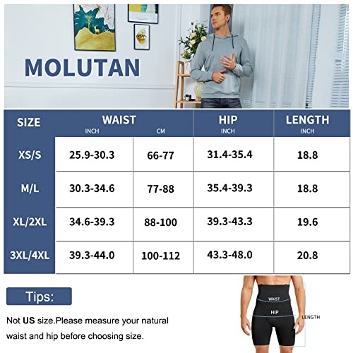 Molutan Men Tummy Control Shorts Adjustable Slimming Body Shaper High Waist Compression Shapewear Boxer Brief Underwear Black #TOP4
