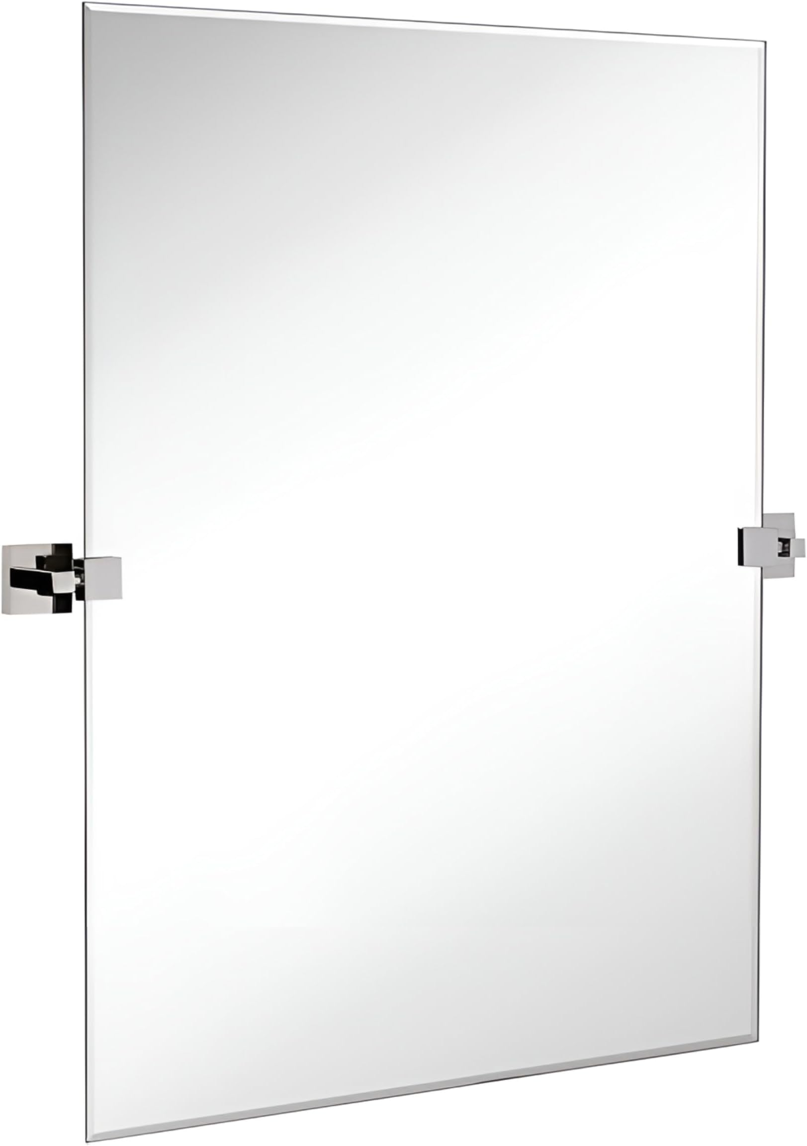 Hamilton Hills 24 x 36インチ ピボットウォールミラー つや消しクロムスクエアウォールブラケット付き | フレームレスバスルームミラー | 長方形 調節可能 & 傾斜 化粧台 | モダンファームハウス壁掛けミラー