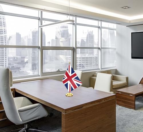 Conjunto de 2 unidades de bandeira pequena de mesa britânica americana, mini banner de mesa britânic