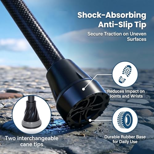 Image of Carbon Fiber Forearm Crutches for Adults, 1 Pcs, Lightweight Arm Crutches, Adjustable Elbow Crutches Height 57 inch-75 inch for 4'9 inch-6'2 inch Users, Heavy Duty with 2 Foot Pads, Up to 350 lbs