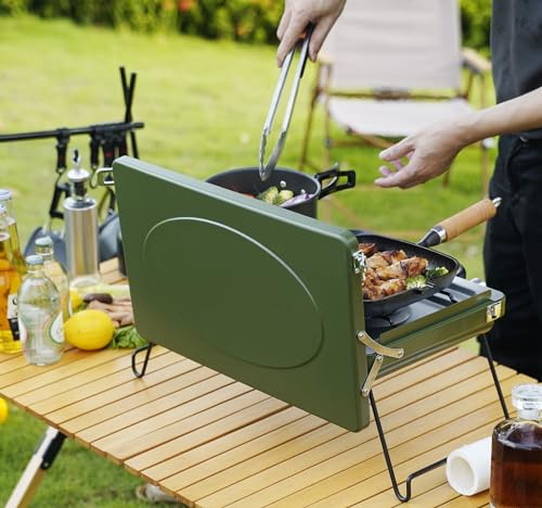 ONLYFIRE-Portable-Camping-Stove-2-Burner-Propane-Camp-Stove-with-Foldable-Legs-Camping-Grill-Stove-with-Adjustable-Burners-Heavy-Duty-Latch-Handle-for-Camping-Tailgating-RV-BBQ-Green