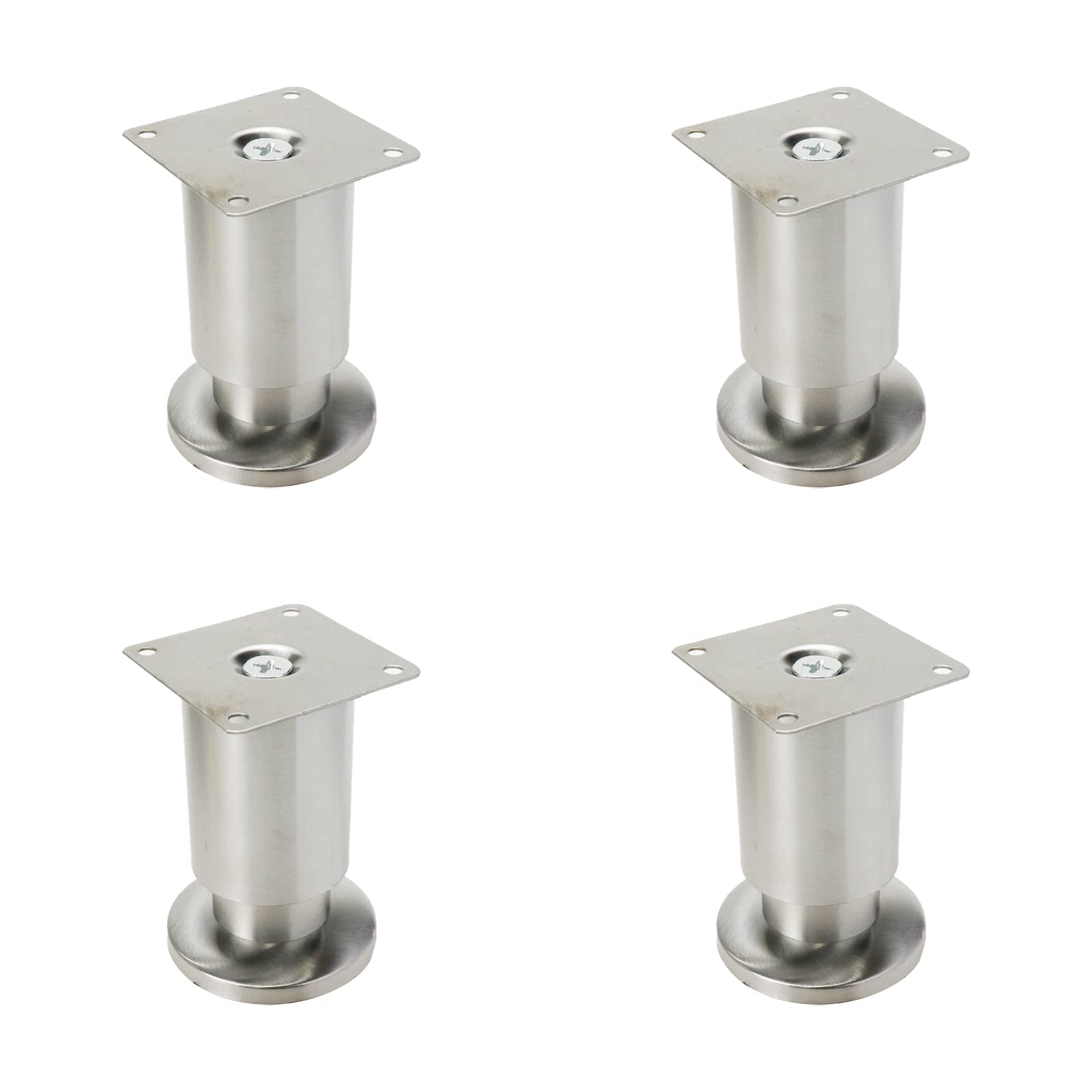 Bitray 4-inch Furniture Legs Matte Silver Stainless Steel Sofa Legs Adjustable Furniture Feet - 4pcs