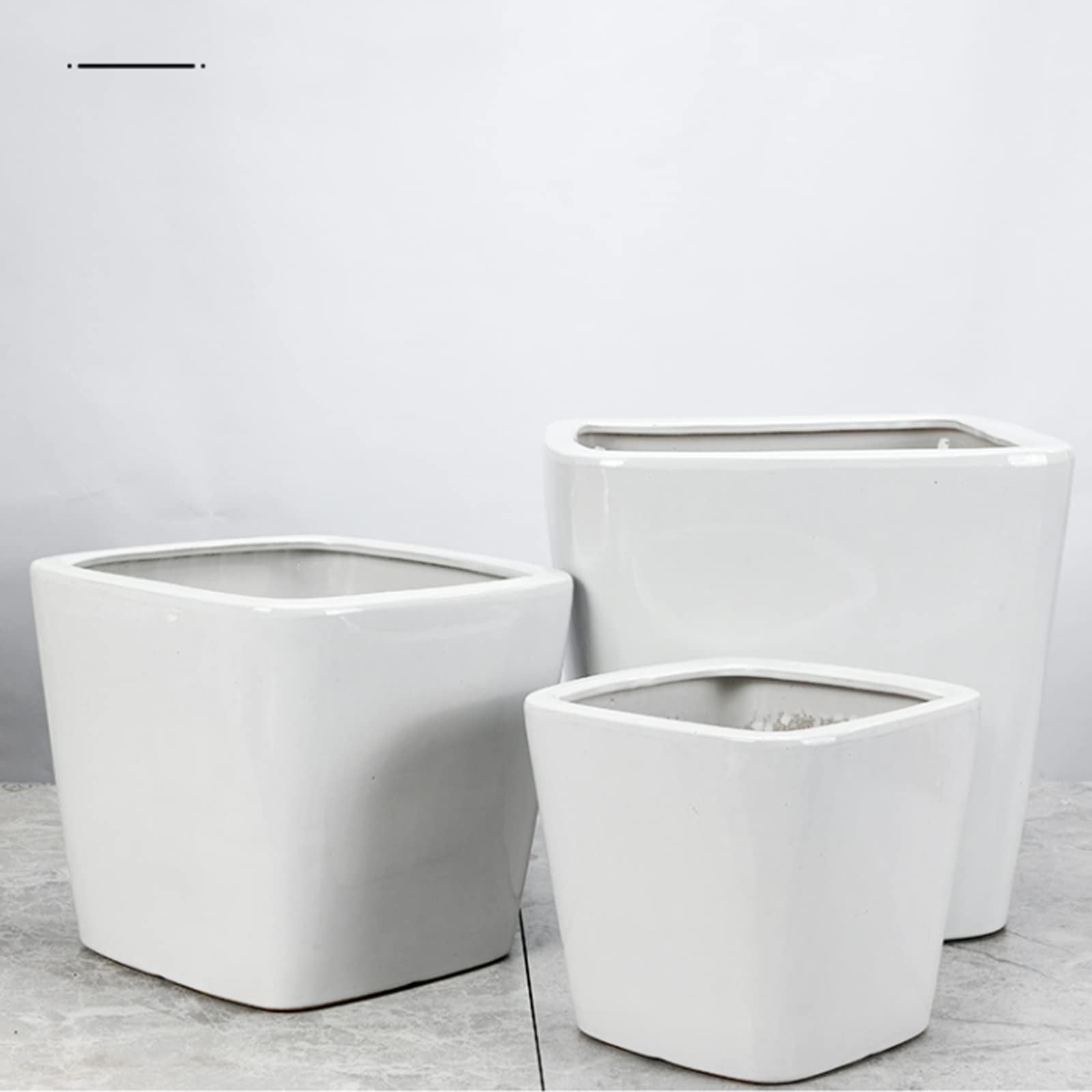 Vasi da Giardino Vasi per Piante in Ceramica Quadrati, vasi per fioriere Decorativi Moderni da 8,6/11/13,9 Pollici con Foro di drenaggio per Interni ed Esterni, Bianco