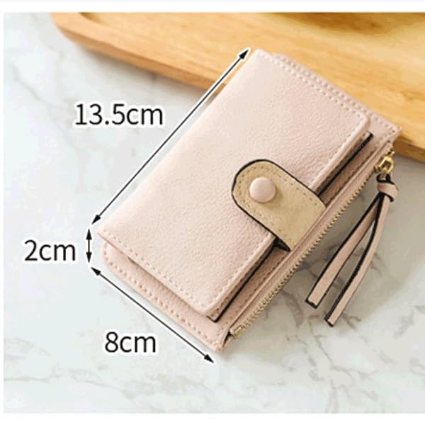 Matte Leather Women Wallet Zipper Purse Short Ladies Wallet Women Purse Card Holders(Black)2