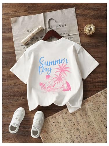 Image of SOLY HUX Girl's Short Sleeve Graphic Tees Crew Neck Beach Tops Casual Summer T-Shirts