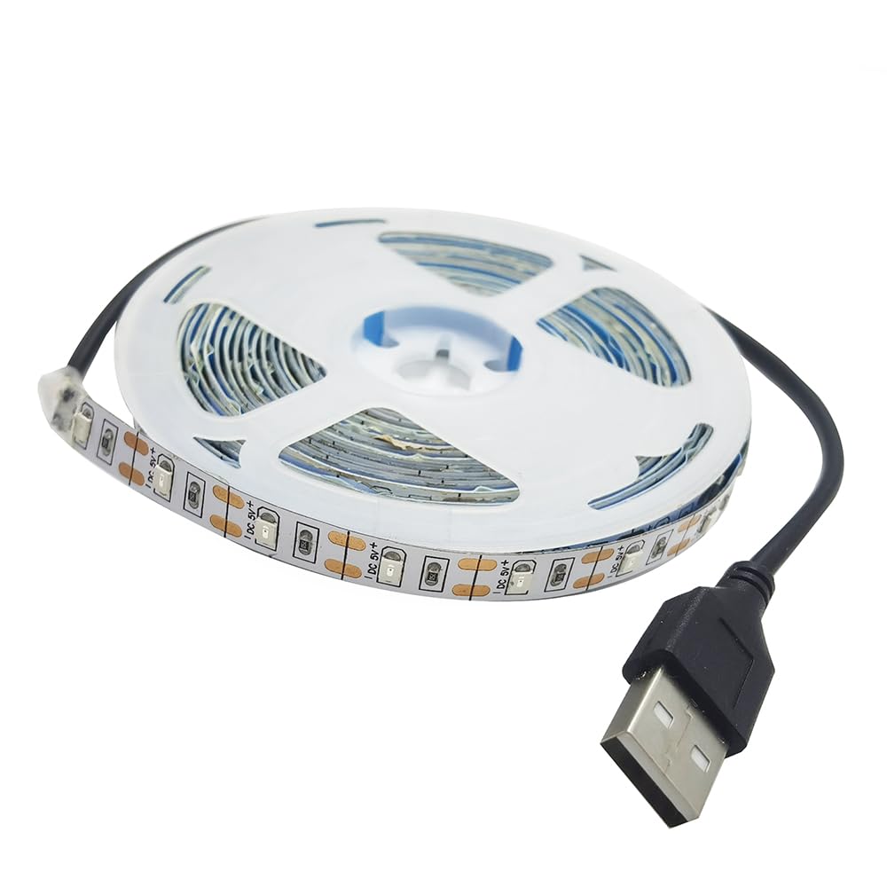 Vrabocry USB LED Strip Light Red 5V USB Powered 16.4ft/5M 300LEDs Flexible SMD2835 No-Waterproof IP20 LED Tape Lights for TV Background Lighting Tape Home Decor Lamp - Image 3