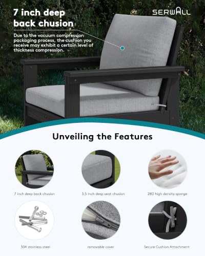 Image of SERWALL HDPE Outdoor Patio Furniture Set Outdoor Couch