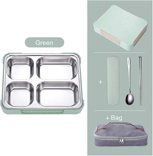 Miniatura 2 de Lonchera de acero inoxidable de 42.3fl oz, a prueba de fugas, contenedor de horno para microondas con bolsa portátil, aislamiento térmico (A)