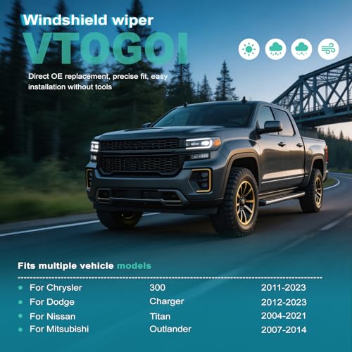 Image of VTOGOI OEM Quality 24''+21'' Windshield Wiper Blades,Premium All-Seasons J-Hook Replacement Wiper Blades (2 Pack)