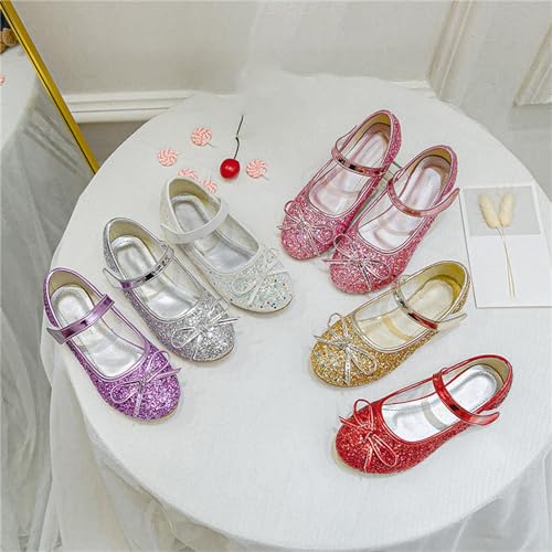 Girls Wedding Party Low Heel Flats Rhinestones Bow Ballet Glitter Mary Jane Shoes Shining Ankle Strap Flower Shoes4