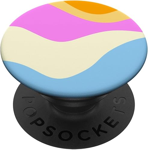 Retro Waves Swirls Pastel Rainbow Wavy Stripes 60s Aesthetic PopSockets Adhesive PopGrip