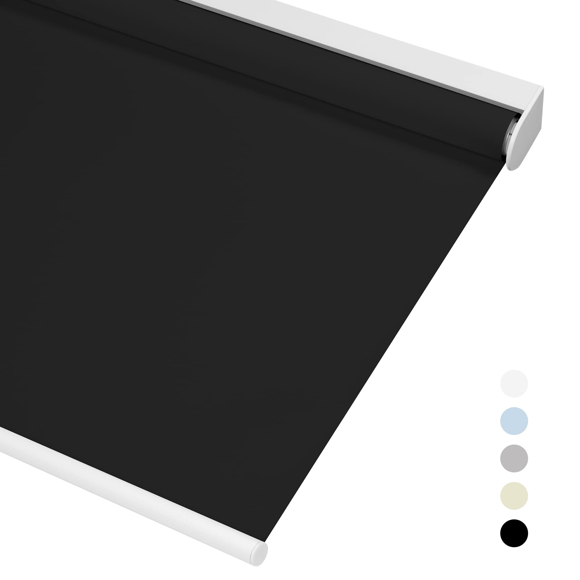 Boolegon Blackout Roller Shades for Windows Cordless Room Darkening Roller Blinds Black Out Window Shades for Home Office Bedroom Media Room Sliding Door Black,20