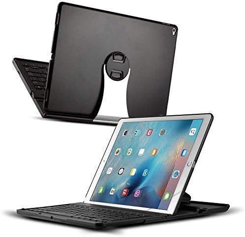 iPad Pro Keyboard Case, CoverBot iPad Pro Keyboard Case Station BLACK Bluetooth Keyboard For iPad Pro 12.9 Inch. Folio Style Cover with 360 Degree Rotating Viewing Stand Feature