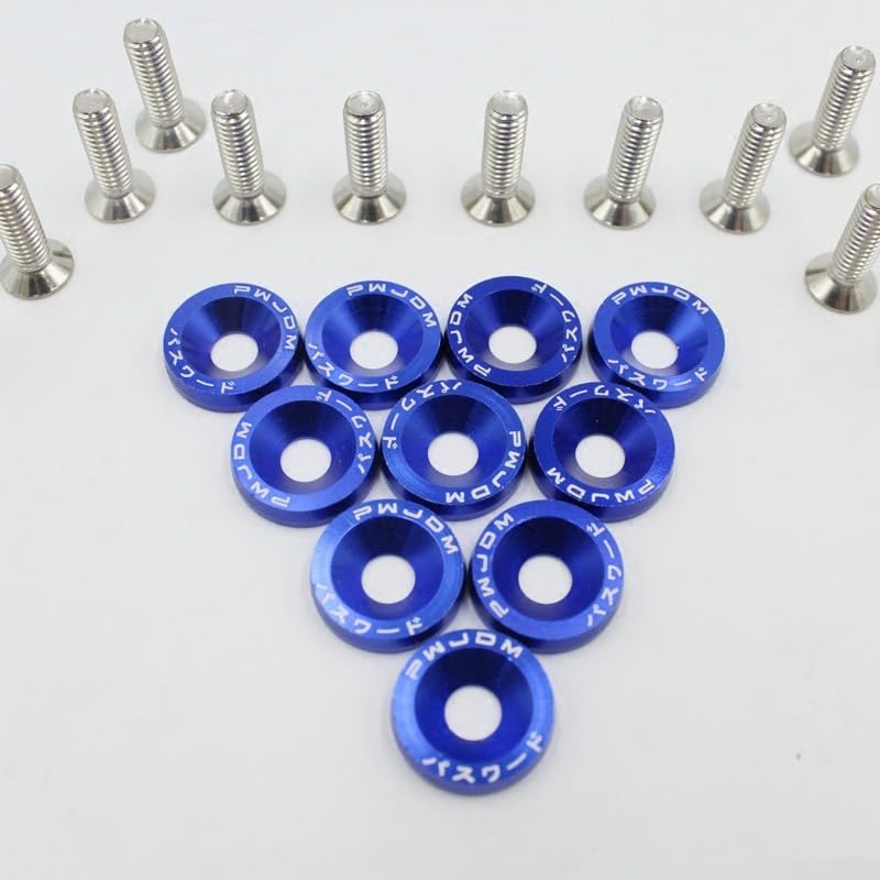 Rondelle e bulloni M6 in alluminio anodizzato per riparazioni automobilistiche (blu)