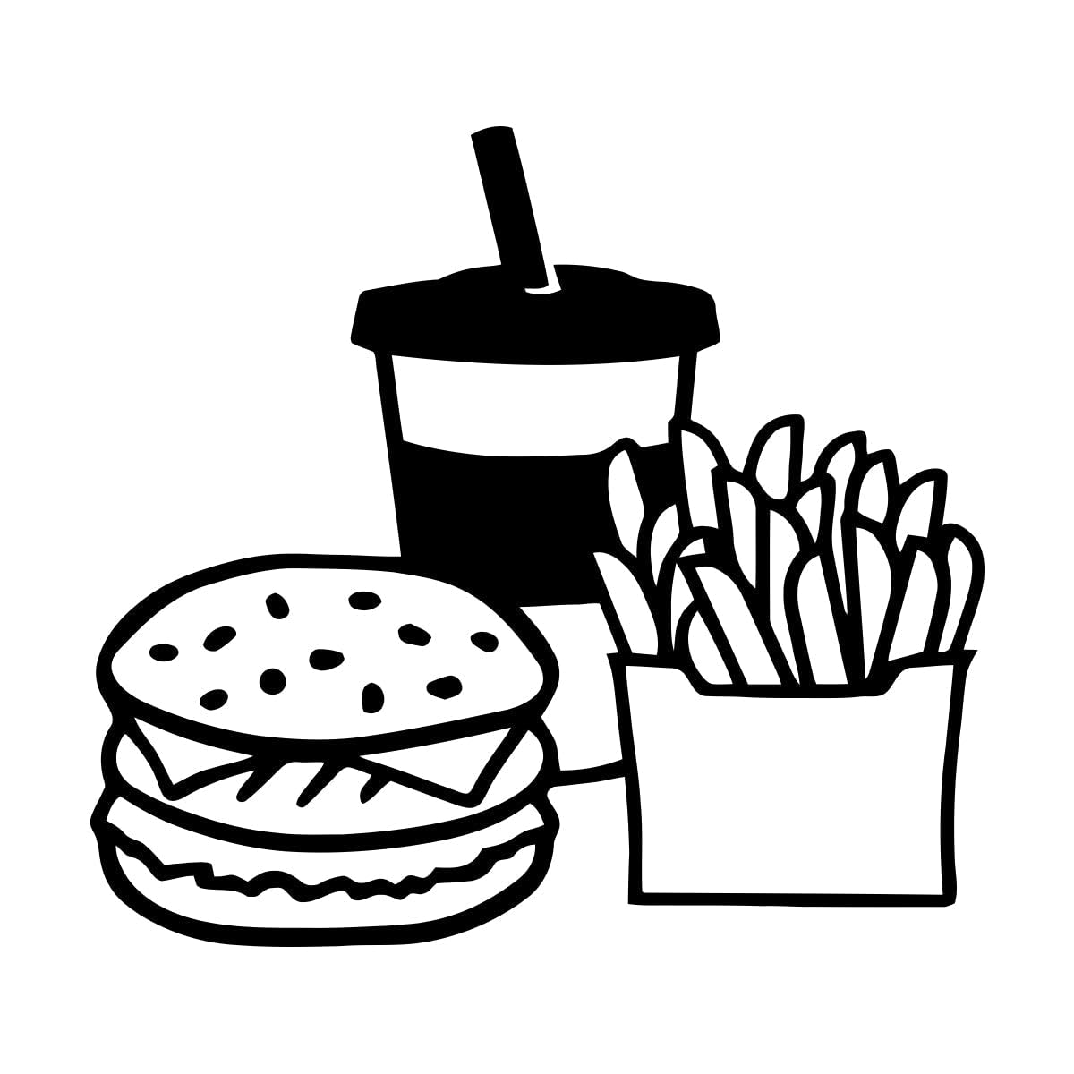 Lzhouting Wall Stickers 0910 Fast Food Logo Window Sticker Hamburger Restaurant Sign Decal Fries Drink Hamburger Logo Fast Food Restaurant Window Sign Small - 28X30cm