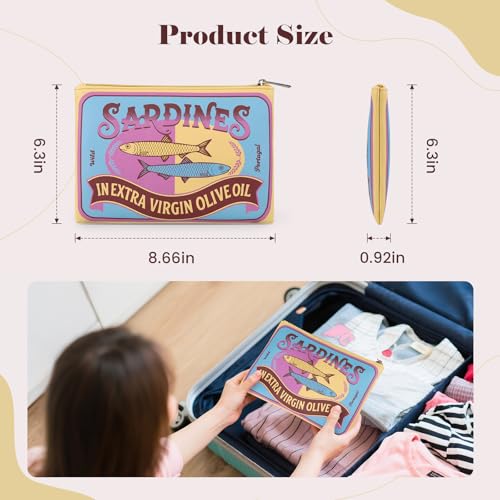 Sardines Makeup Bag, Funny Sardine Bag,Small Makeup Bags,Creative Cute Makeup Bags,Portable Travel Toiletry Pouch,Coquette Make up Pouch for Women3