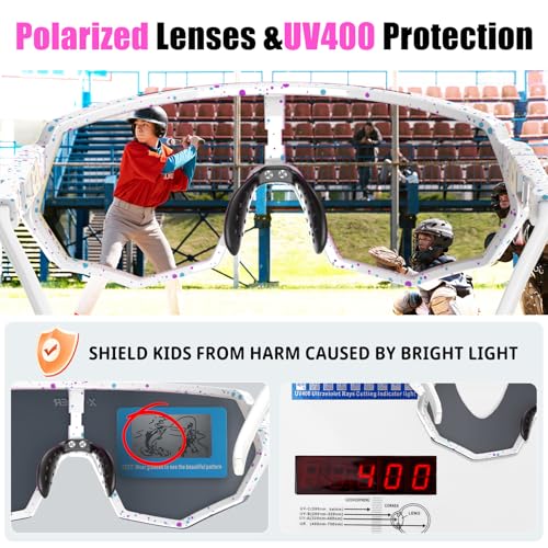 Image of X-TIGER Polarized Youth Baseball Sunglasses UV400 Kids Sunglasses Boys Girls 8-12 Youth for Softball Cycling Sports Glasses
