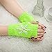 Cat Embroidery Knitted Gloves, Fashion Splicing Design With Leaky Finger For Casual Warmth,B,22 * 10Cm,Ye2,One Size