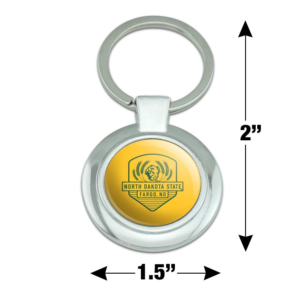 GRAPHICS & MORE North Dakota State Badge Keychain Classy Round Chrome Plated Metal