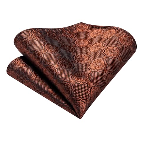Image of Hi-Tie Silk Ascot for Men Self Tie Men's Cravat and Flower Lapel Pin Handkerchief Cufflinks Set for Wedding Party