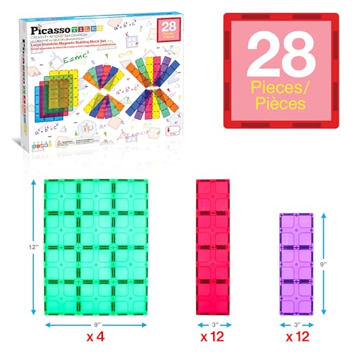 Image of PicassoTiles Large Stabilizer Building Block Base Magnetic Building Block Tiles Jumbo XL Plate Foundation Kit Magnet Tile Stacking STEM Toy Set Compatible Education Construction Learning Square Set