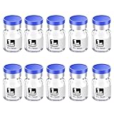 Biocomma 1ml 10pcs Sterile Empty Vial with Plastic Aluminum Flip Off Caps，Penicillin Bottle 13mm Crimp Top Sterile Transparent Borosilicate Lab Sample Vial (Transparent)