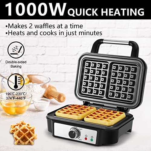 Extra Deep Belgian Waffle Maker MONXOOK, 2Slice NonStick Waffle Iron