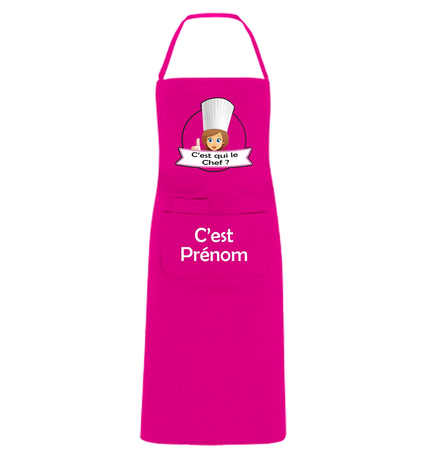 Tablier de Cuisine PERSONNALISABLE - C'est qui le Chef ? Logo Femme