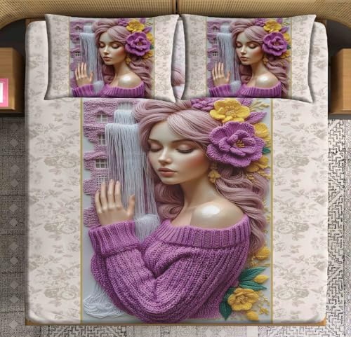 Image of King Size Printed Bedsheet Set with 2 Pillow Covers | Modern Geometric Design | Lightweight & Durable Soft Microfiber | Modern Printed Design (DESIGN27)